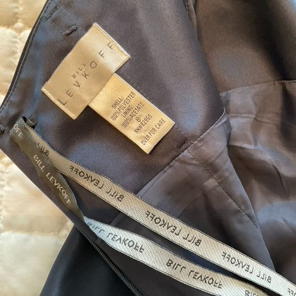 Bill Levkoff Navy Blue Satin Cocktail Bridesmaid Dress Size 8 EUC - Picture 9 of 10